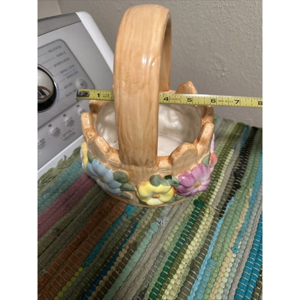 Teleflora Ceramic Picket Fence Basket with Flowers Spring Easter Decor Pastels‎